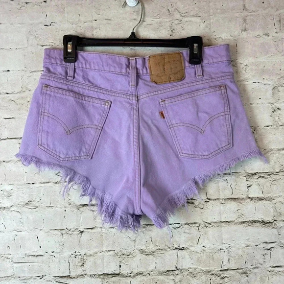 Vintage Orange Tab 550 Levis Denim Jean Cut Off Shorts Size 34 Dyed Purple Women - Picture 6 of 6